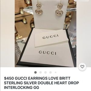 GUCCI EARRINGS LOVE BRITT STERLING SILVER